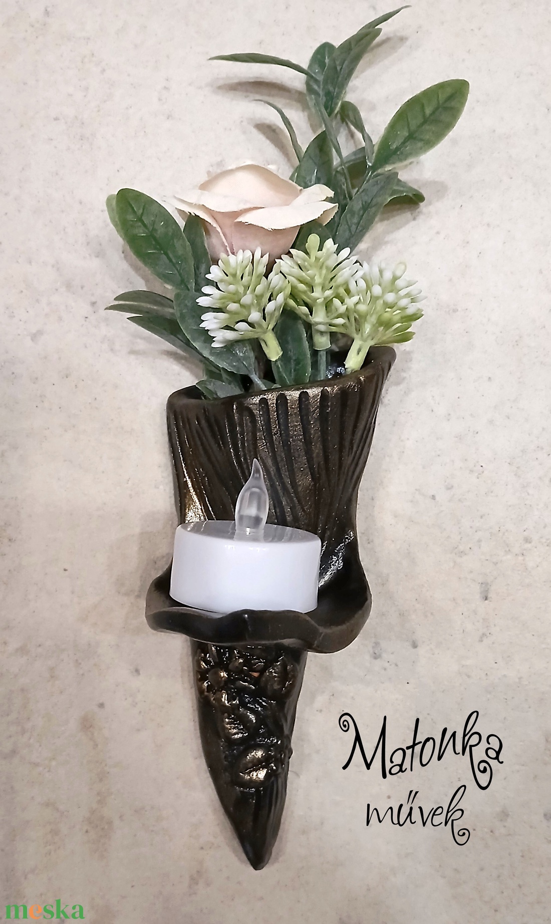 Urnafal disz- virágtartóval és mécsestartóval egyben - otthon & életmód - vallás - temetkezési tárgy - urnadíszek - Meska.hu