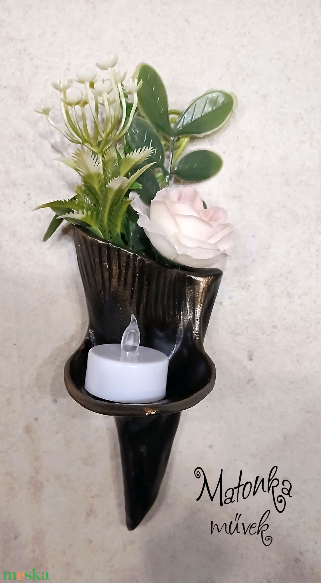 Urnafal disz- virágtartóval és mécsestartóval egyben - otthon & életmód - vallás - temetkezési tárgy - urnadíszek - Meska.hu