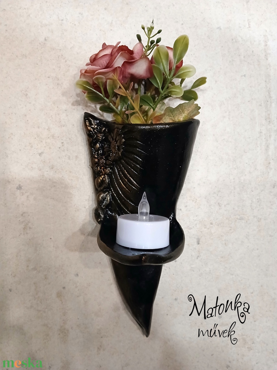 Urnafal disz- virágtartóval és mécsestartóval egyben - otthon & életmód - vallás - temetkezési tárgy - urnadíszek - Meska.hu