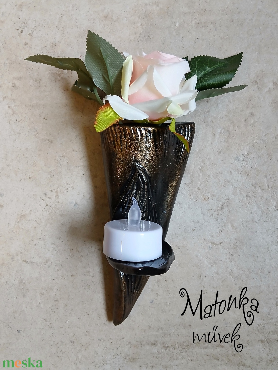 Urnafal disz- virágtartóval és mécsestartóval egyben - otthon & életmód - vallás - temetkezési tárgy - urnadíszek - Meska.hu