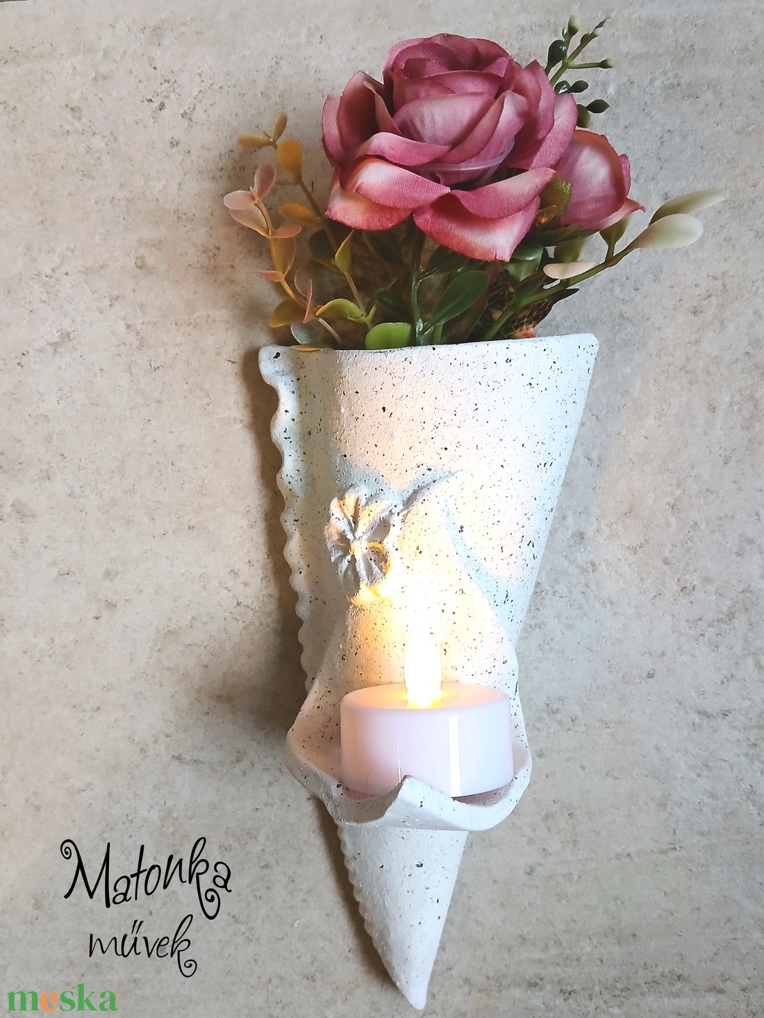 Urnafal disz- virágtartóval és mécsestartóval egyben - otthon & életmód - vallás - temetkezési tárgy - urnadíszek - Meska.hu