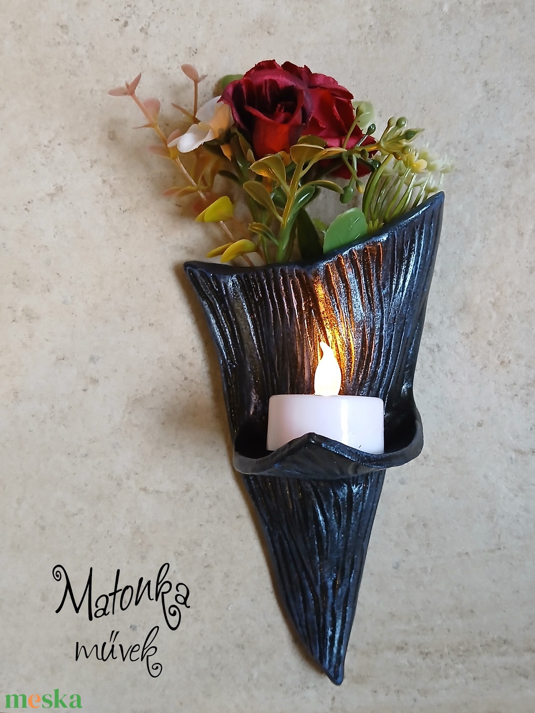 Urnafal disz- virágtartóval és mécsestartóval egyben - otthon & életmód - vallás - temetkezési tárgy - urnadíszek - Meska.hu