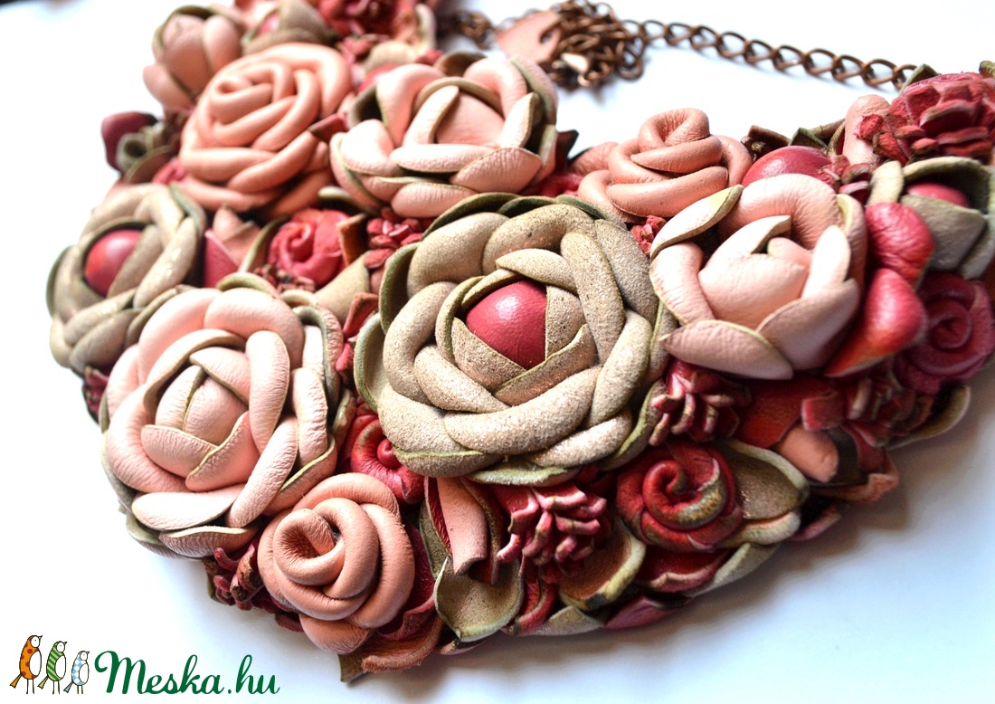 Jardin-Rve Rose-nyakék valódi bőrből - ékszer - nyaklánc - statement nyaklánc - Meska.hu Jardin-Rve Rose-nyakék valódi bőrből - ékszer - nyaklánc - statement nyaklánc - Meska.hu