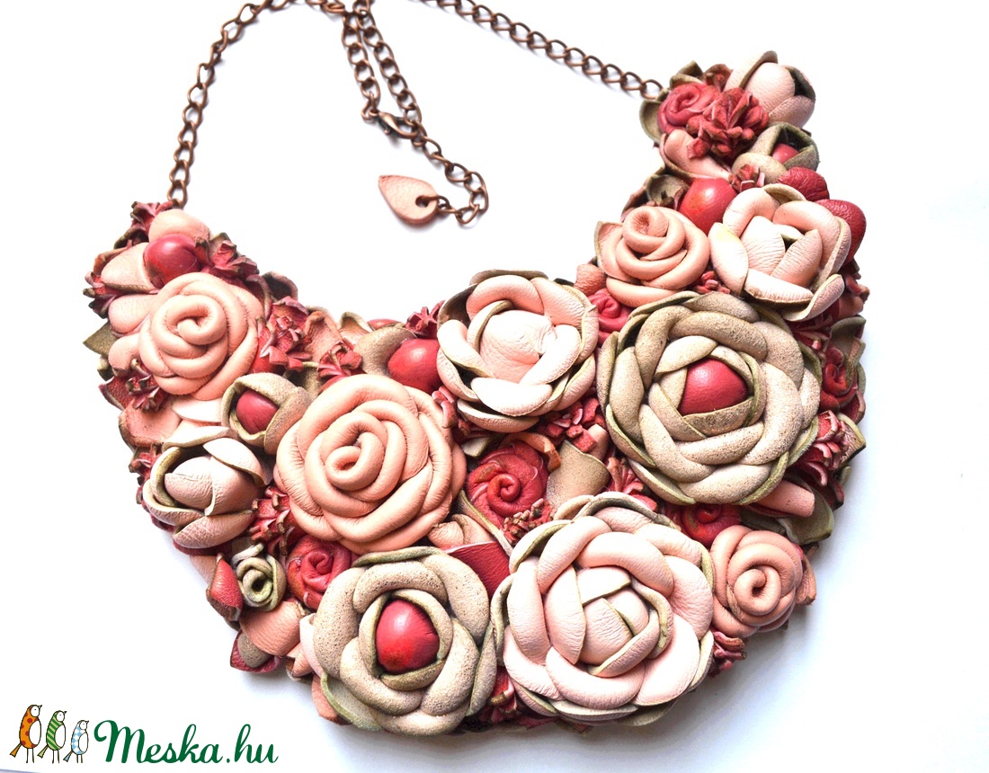 Jardin-Rve Rose-nyakék valódi bőrből - ékszer - nyaklánc - statement nyaklánc - Meska.hu Jardin-Rve Rose-nyakék valódi bőrből - ékszer - nyaklánc - statement nyaklánc - Meska.hu