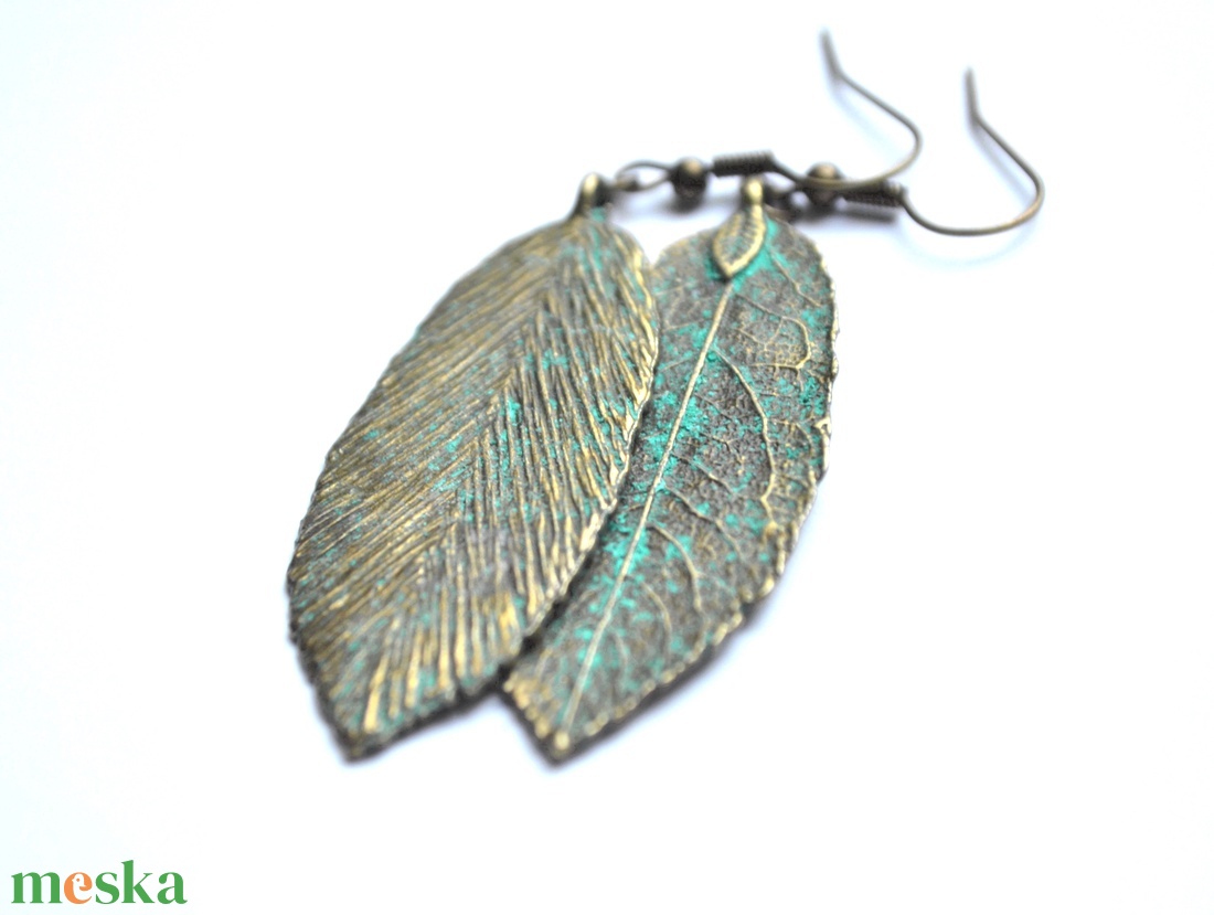 Spirit Turquoise-levél fülbevaló - ékszer - fülbevaló - lógó csepp fülbevaló - Meska.hu
