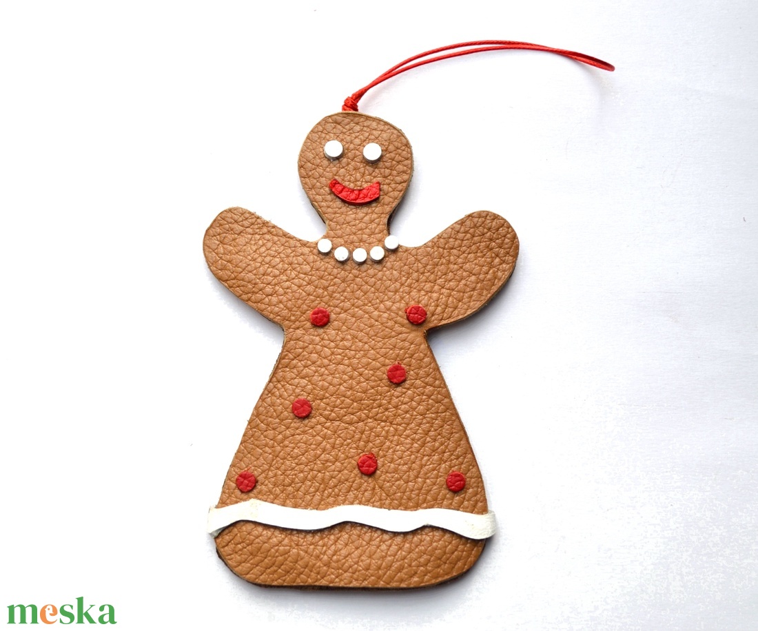 Mézeskalács baba-karácsonyfadísz valódi bőrből - karácsony - karácsonyi lakásdekoráció - karácsonyfadíszek - Meska.hu