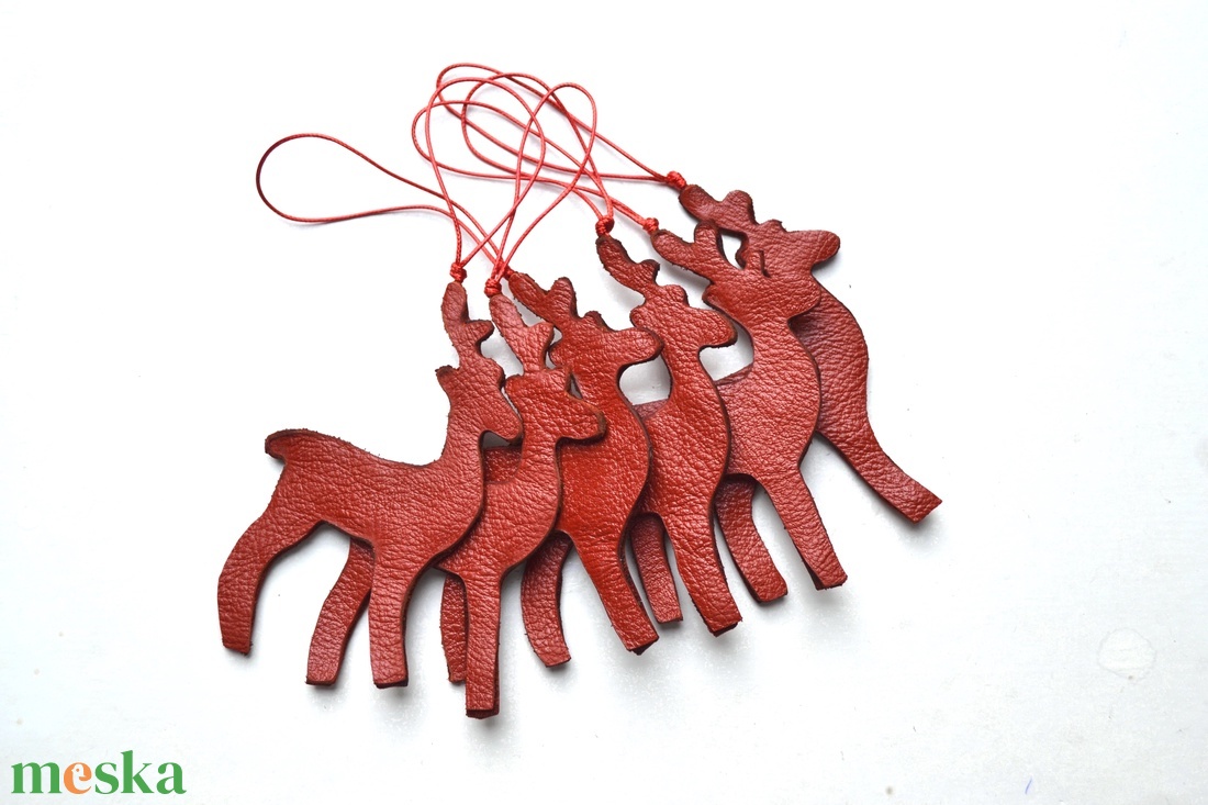 Szarvasok-karácsonyfadísz csomag valódi bőrből - karácsony - karácsonyi lakásdekoráció - karácsonyfadíszek - Meska.hu