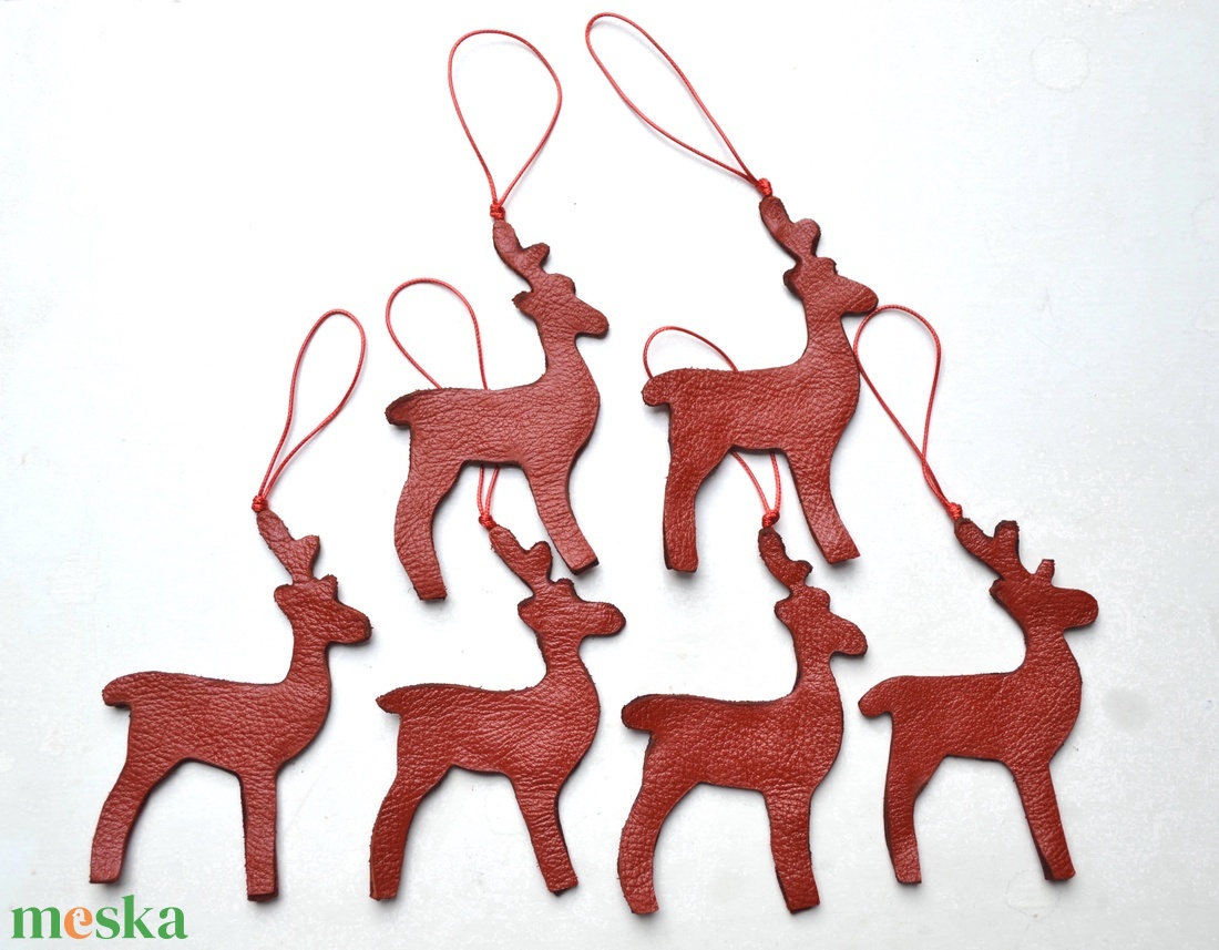 Szarvasok-karácsonyfadísz csomag valódi bőrből - karácsony - karácsonyi lakásdekoráció - karácsonyfadíszek - Meska.hu