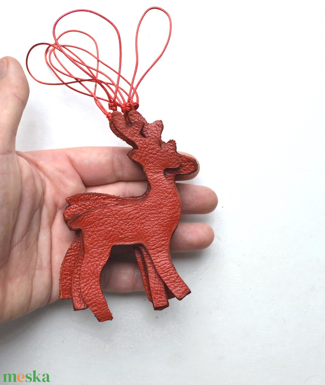 Szarvasok-karácsonyfadísz csomag valódi bőrből - karácsony - karácsonyi lakásdekoráció - karácsonyfadíszek - Meska.hu