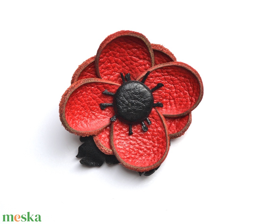 Pipacs-kitűző valódi bőrből - ékszer - kitűző és bross - Meska.hu Pipacs-kitűző valódi bőrből - ékszer - kitűző és bross - Meska.hu