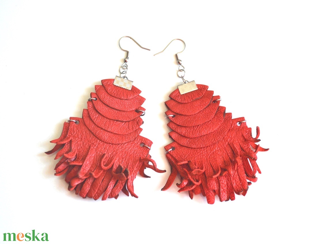 Etno Rustic-full red-extra fülbevaló valódi bőrből - ékszer - fülbevaló - Meska.hu Etno Rustic-full red-extra fülbevaló valódi bőrből - ékszer - fülbevaló - Meska.hu