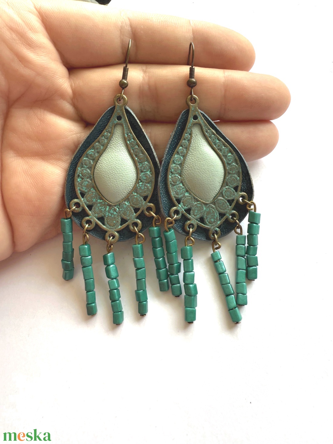 Spirit Turquoise-fülbevaló valódi bőrrel - - Meska.hu Spirit Turquoise-fülbevaló valódi bőrrel - - Meska.hu