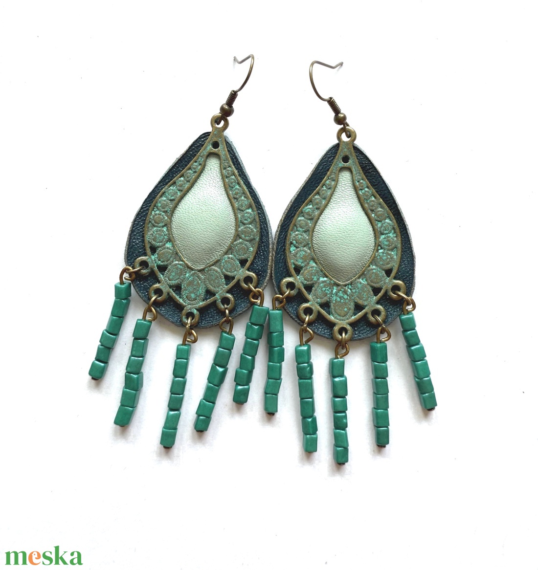 Spirit Turquoise-fülbevaló valódi bőrrel - - Meska.hu Spirit Turquoise-fülbevaló valódi bőrrel - - Meska.hu