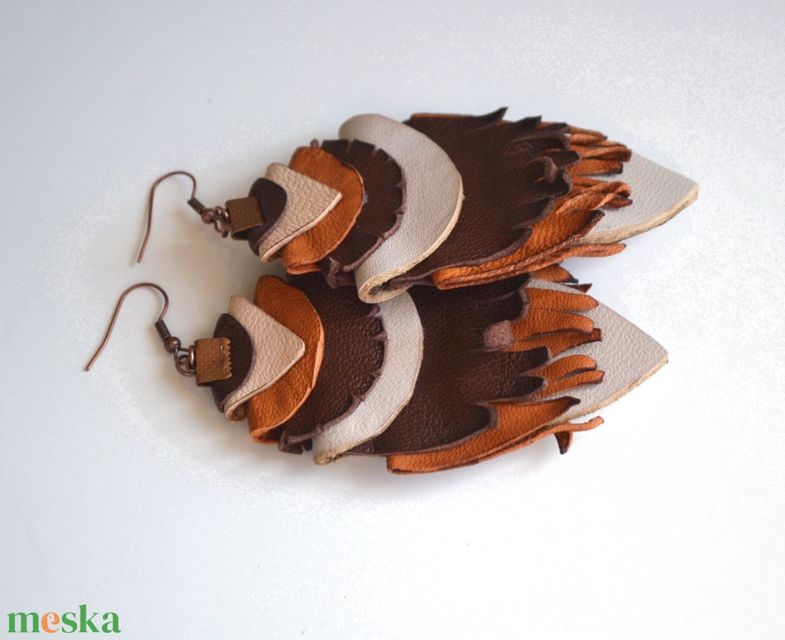 Etno Rustic-extra fülbevaló valódi bőrből - ékszer - fülbevaló - lógó fülbevaló - Meska.hu