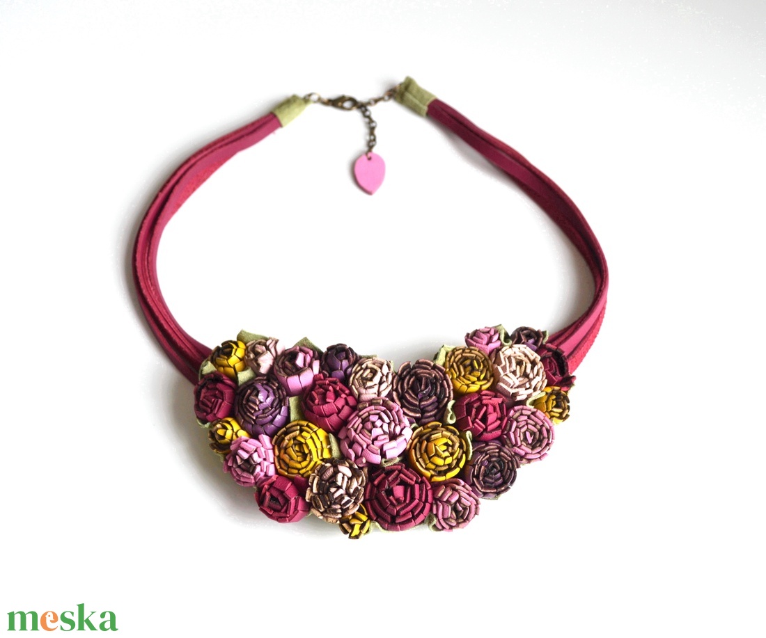 Jardin-fleurs de printemps-nyakék valódi bőrből - ékszer - nyaklánc - statement nyaklánc - Meska.hu