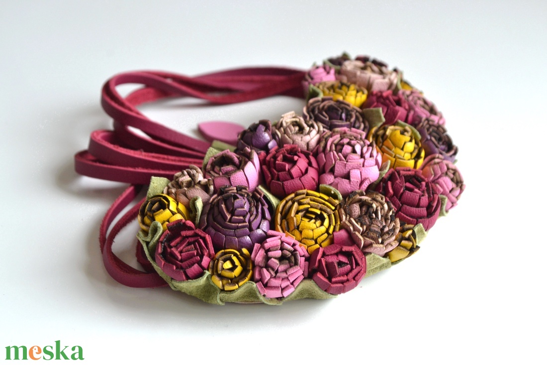 Jardin-fleurs de printemps-nyakék valódi bőrből - ékszer - nyaklánc - statement nyaklánc - Meska.hu