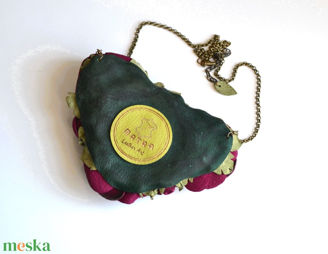 Burgundi rózsák-extra nyakék valódi bőrből - ékszer - nyaklánc - statement nyaklánc - Meska.hu