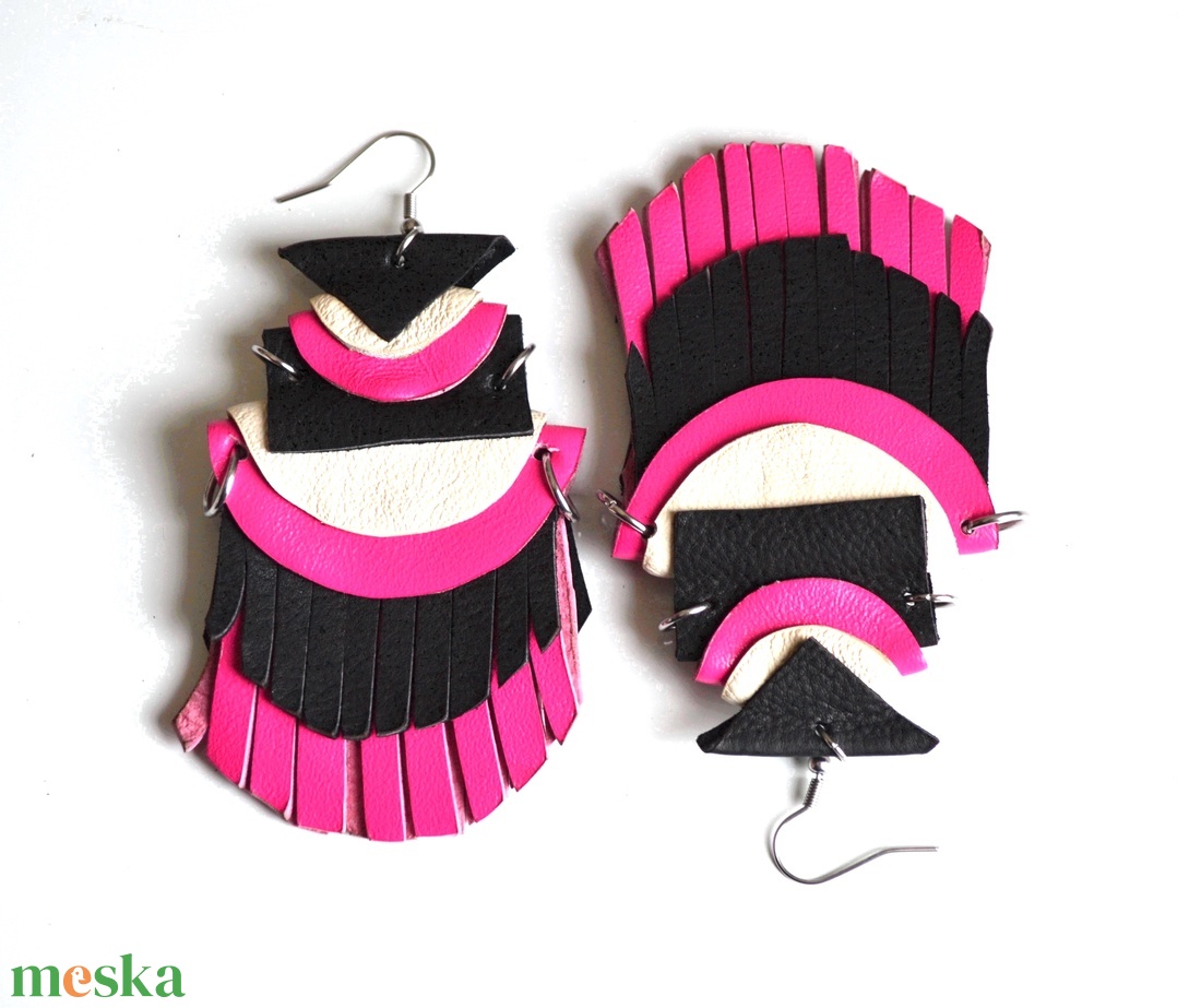 Etno Rustic-extra fülbevaló valódi bőrből - ékszer - fülbevaló - lógó fülbevaló - Meska.hu