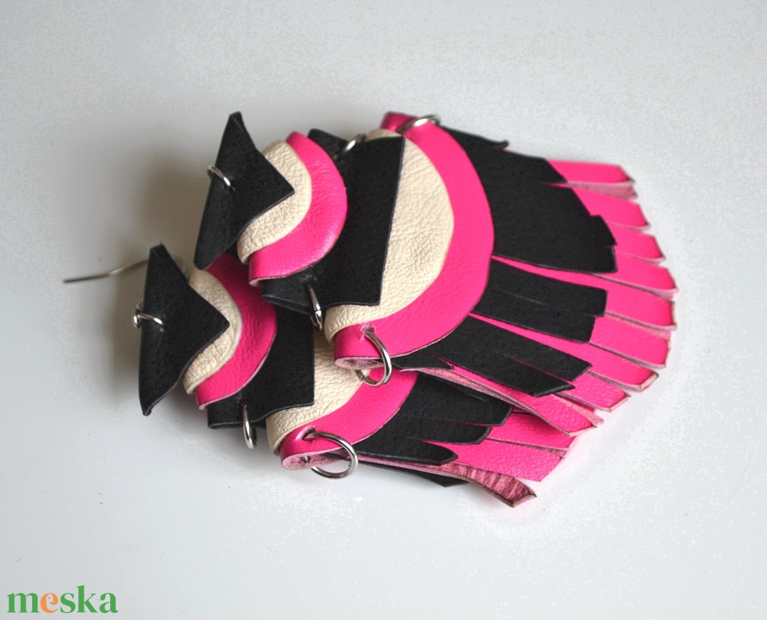 Etno Rustic-extra fülbevaló valódi bőrből - ékszer - fülbevaló - lógó fülbevaló - Meska.hu