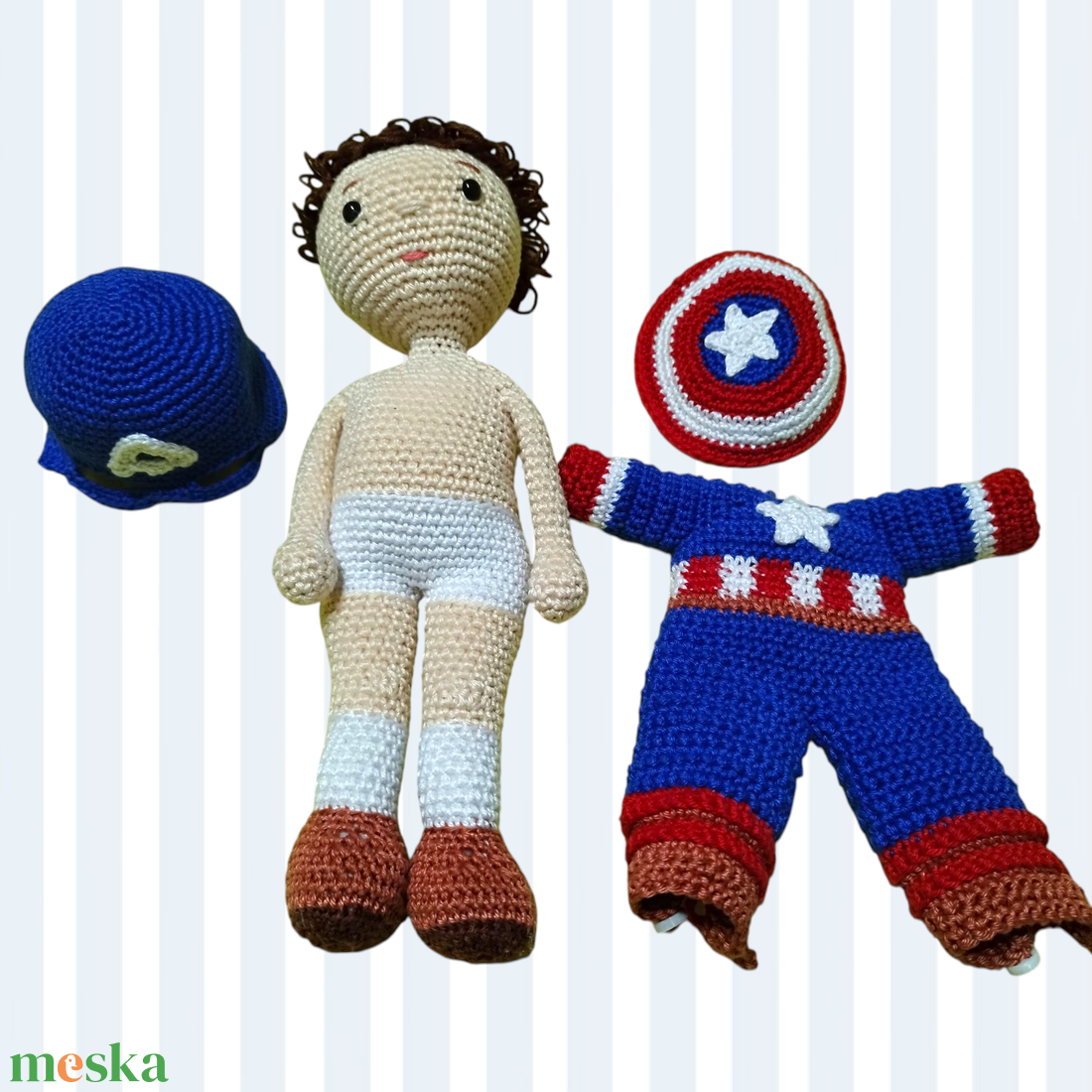 Amerika kapitány  - játék & sport - baba & babaház - öltöztethető baba - Meska.hu