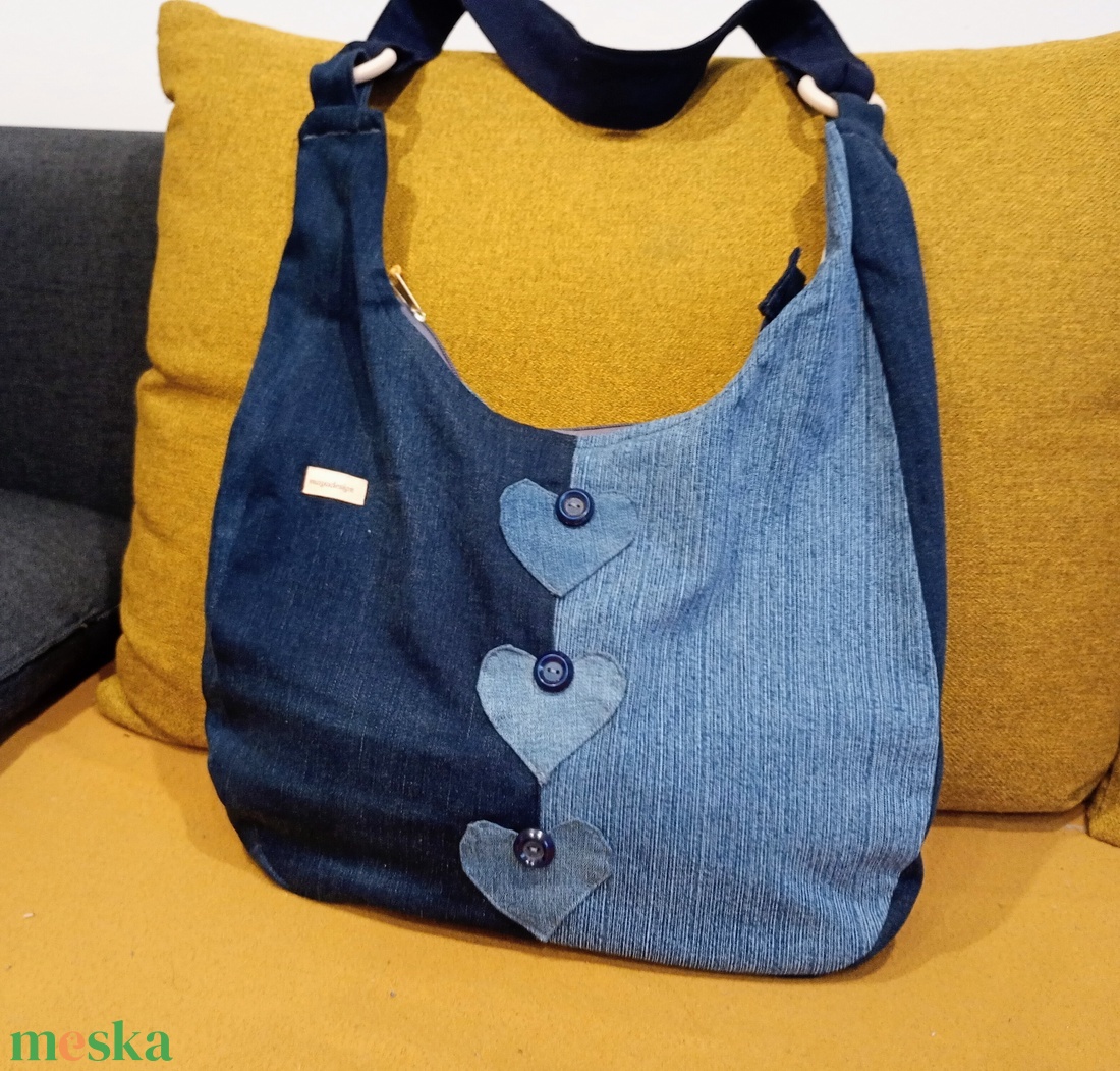 Nagy méretű farmer válltáska - táska & tok - kézitáska & válltáska - nagy pakolós táska - Meska.hu