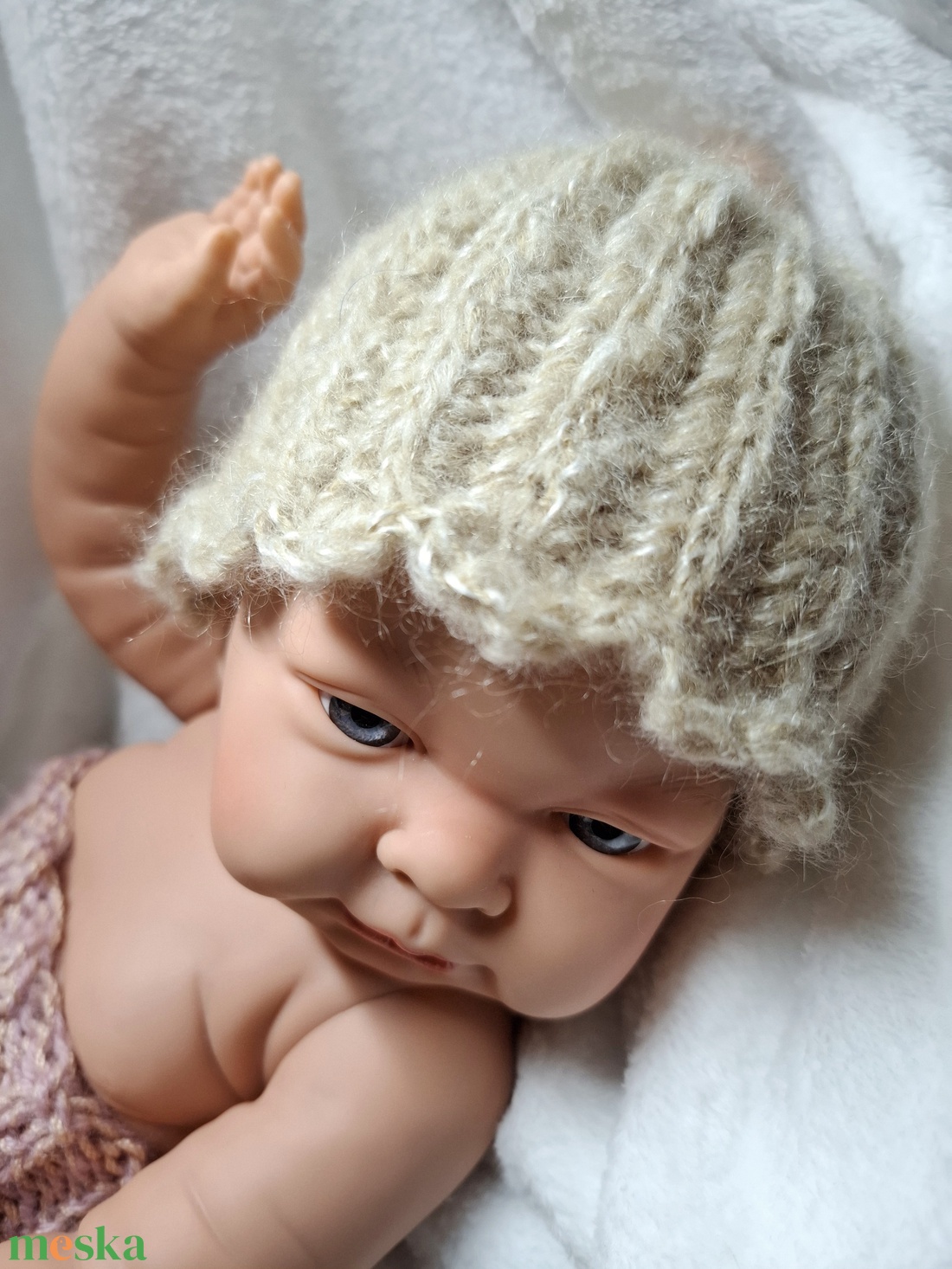 Kötött babasapka újszülöttfotózáshoz - baba - mama - babafotózás - újszülött sapka fotózásra - Meska.hu