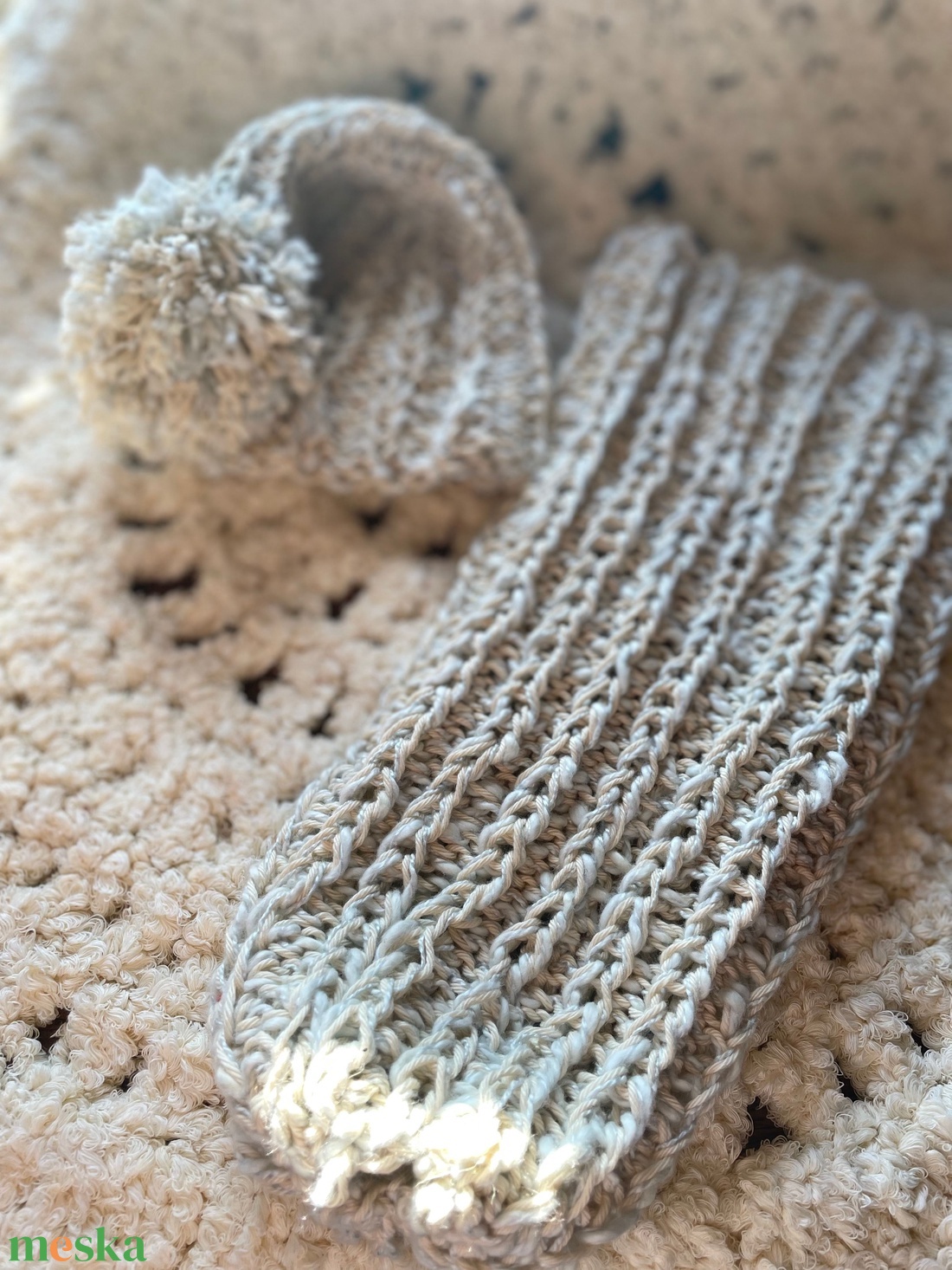 Kötött babaruha szett újszülöttfotózáshoz - baba - mama - babafotózás - szett újszülött fotózásra - Meska.hu