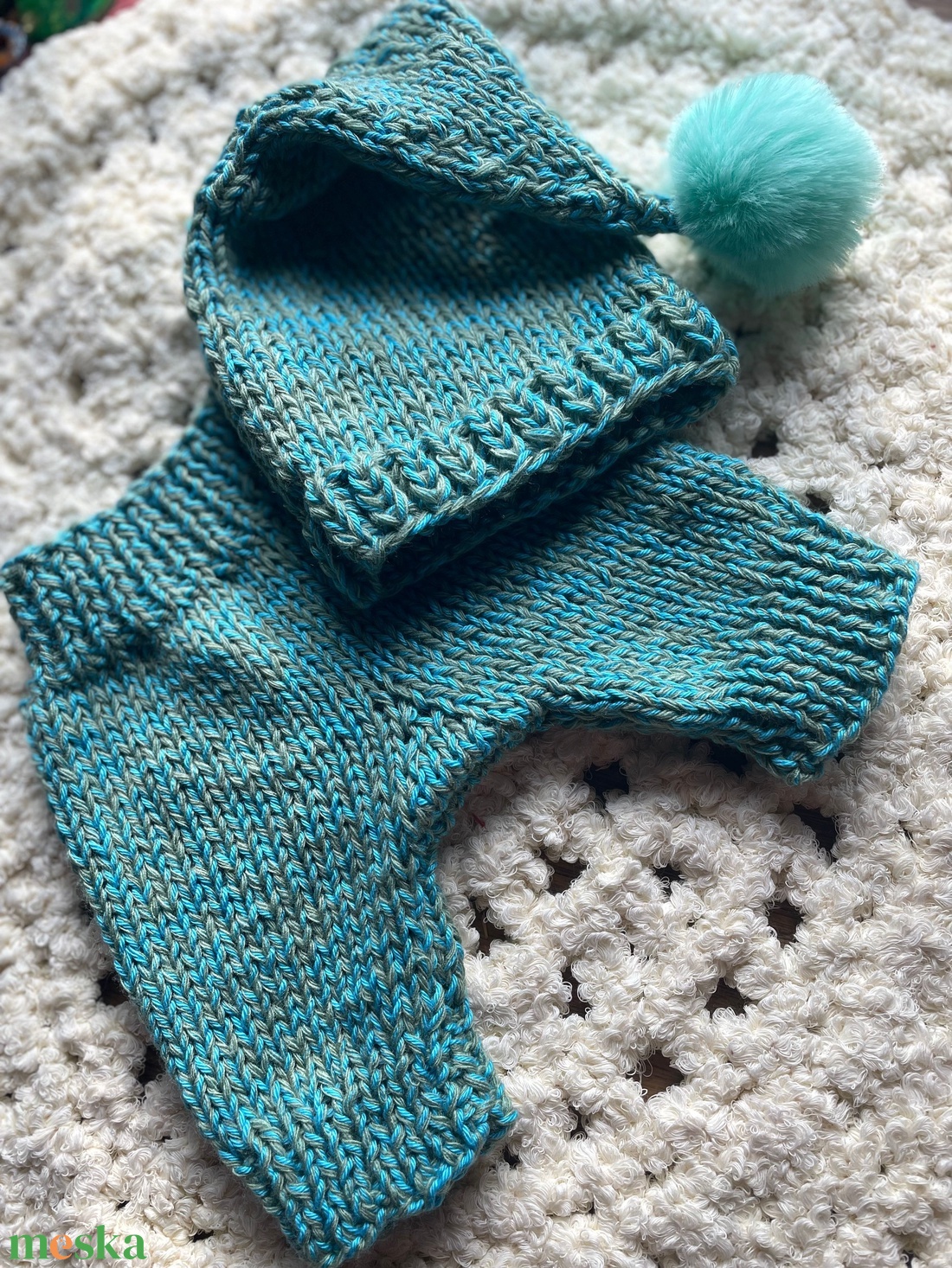 Kötött babaruha szett újszülöttfotózáshoz - baba - mama - babafotózás - szett újszülött fotózásra - Meska.hu