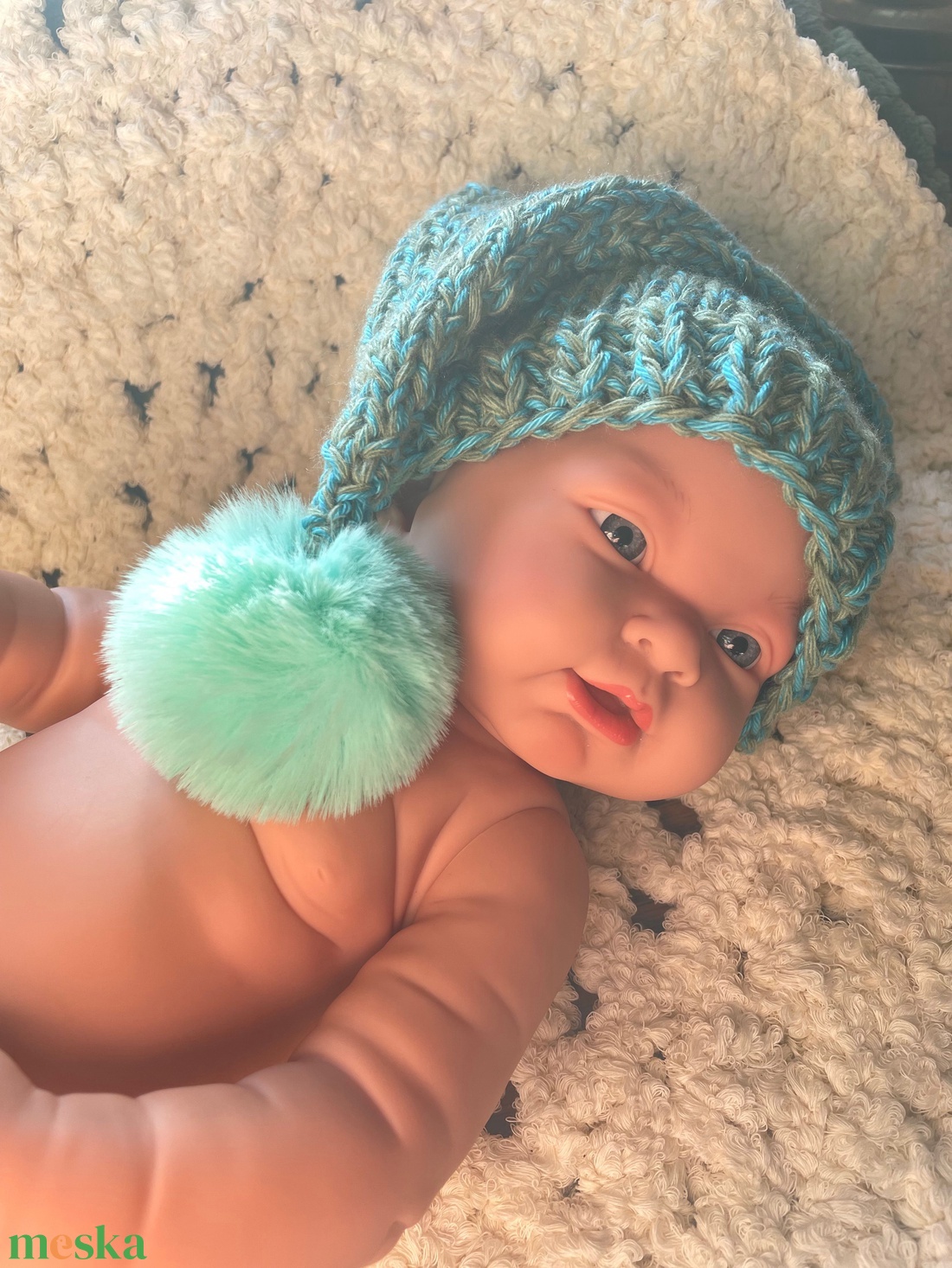 Kötött babaruha szett újszülöttfotózáshoz - baba - mama - babafotózás - szett újszülött fotózásra - Meska.hu