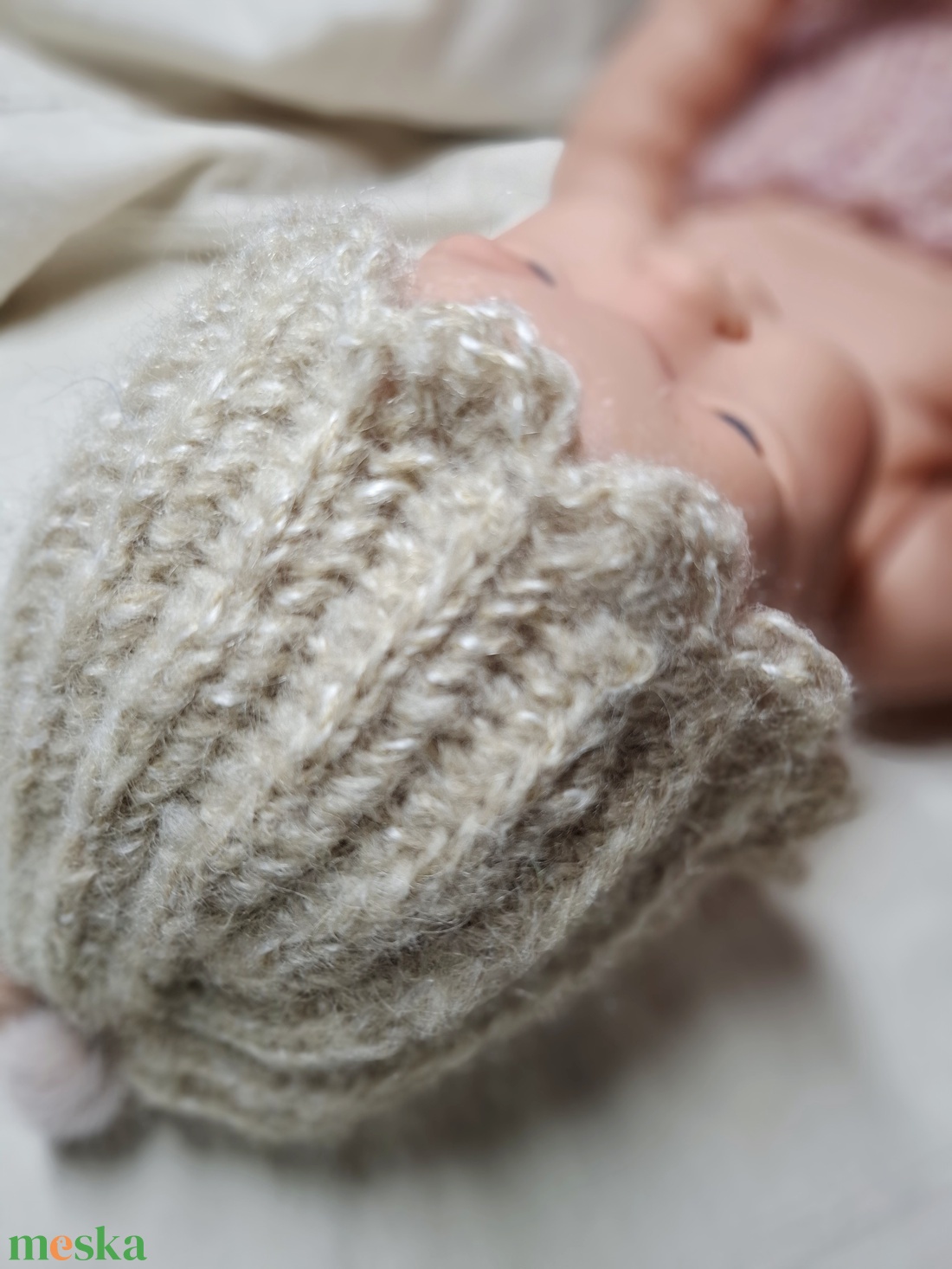 Kötött babasapka újszülöttfotózáshoz - baba - mama - babafotózás - újszülött sapka fotózásra - Meska.hu