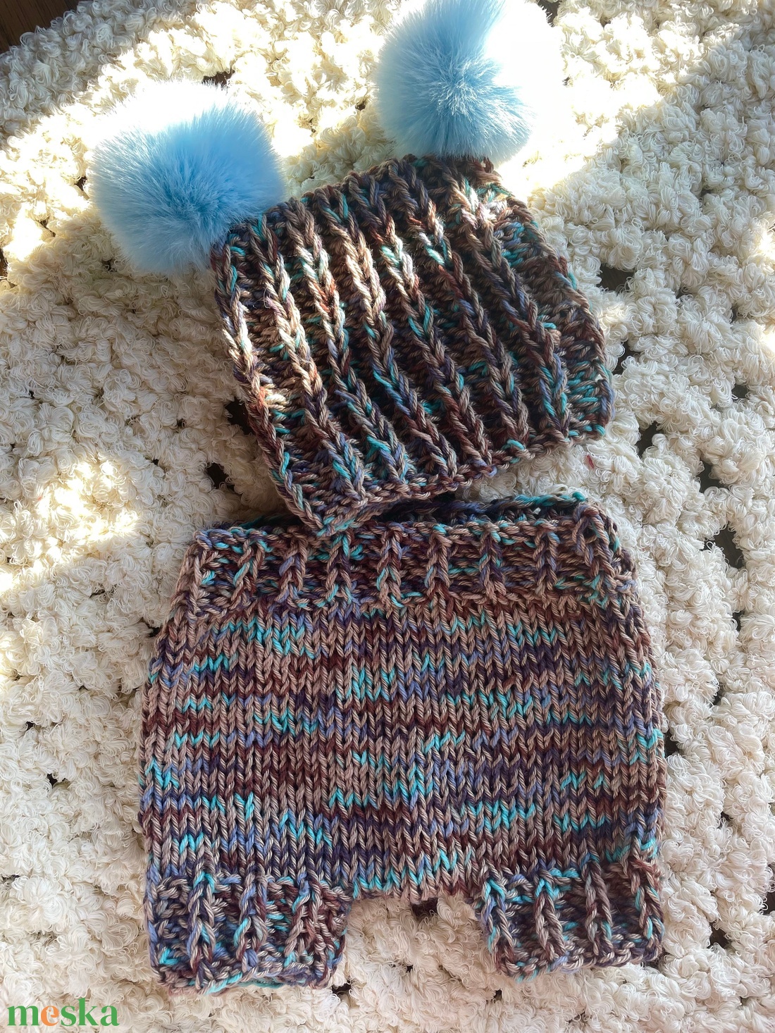 Kötött babaruha szett újszülöttfotózáshoz - baba - mama - babafotózás - szett újszülött fotózásra - Meska.hu