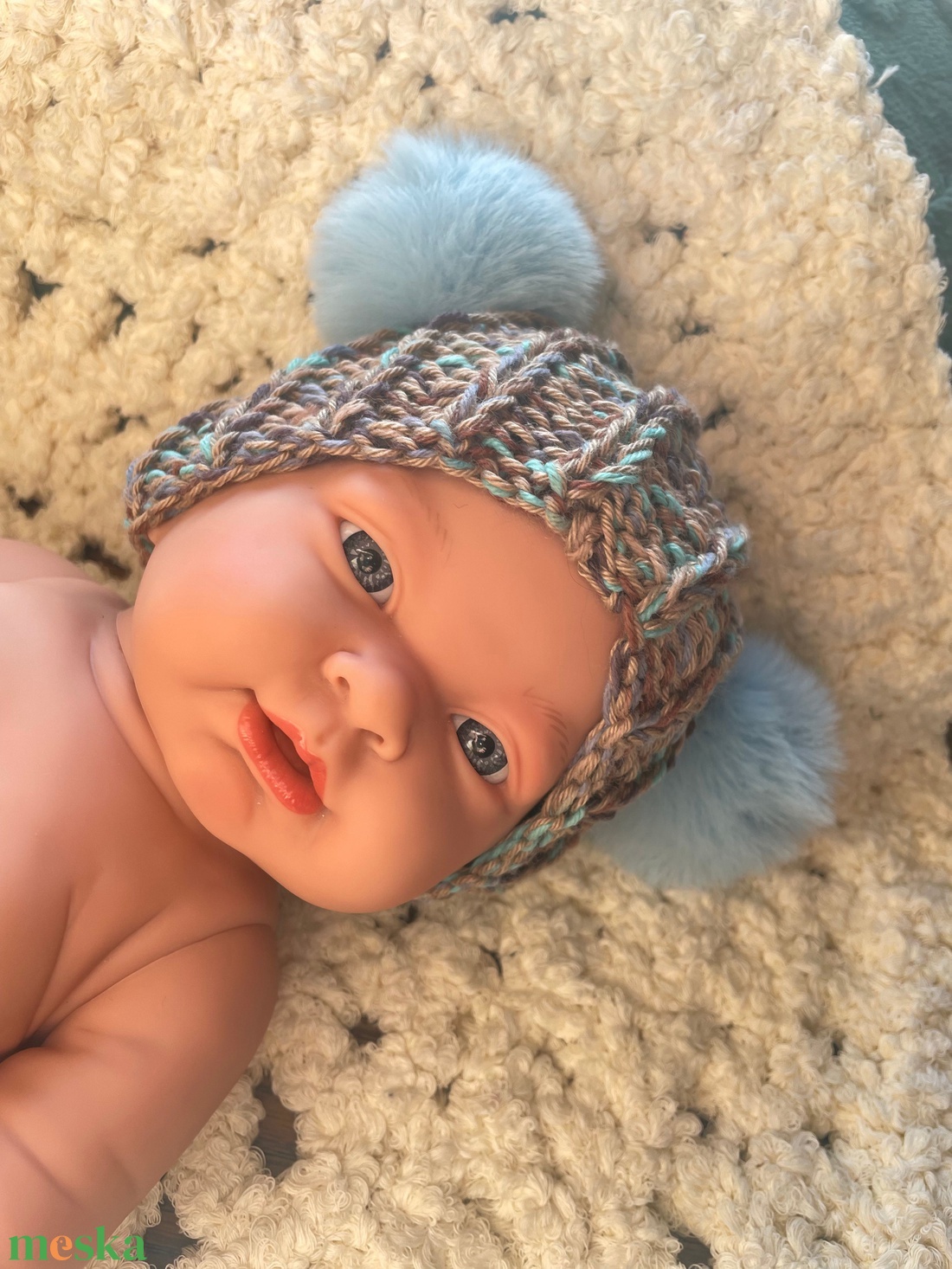 Kötött babaruha szett újszülöttfotózáshoz - baba - mama - babafotózás - szett újszülött fotózásra - Meska.hu