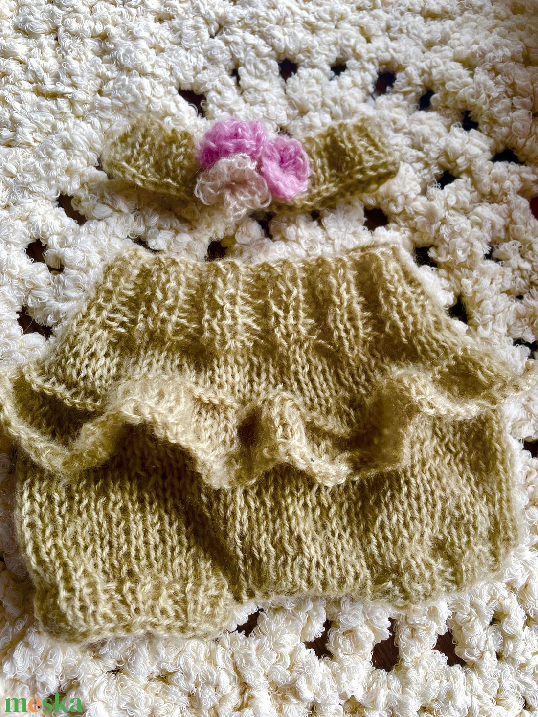 Kötött babaruha szett újszülöttfotózáshoz - baba - mama - babafotózás - szett újszülött fotózásra - Meska.hu