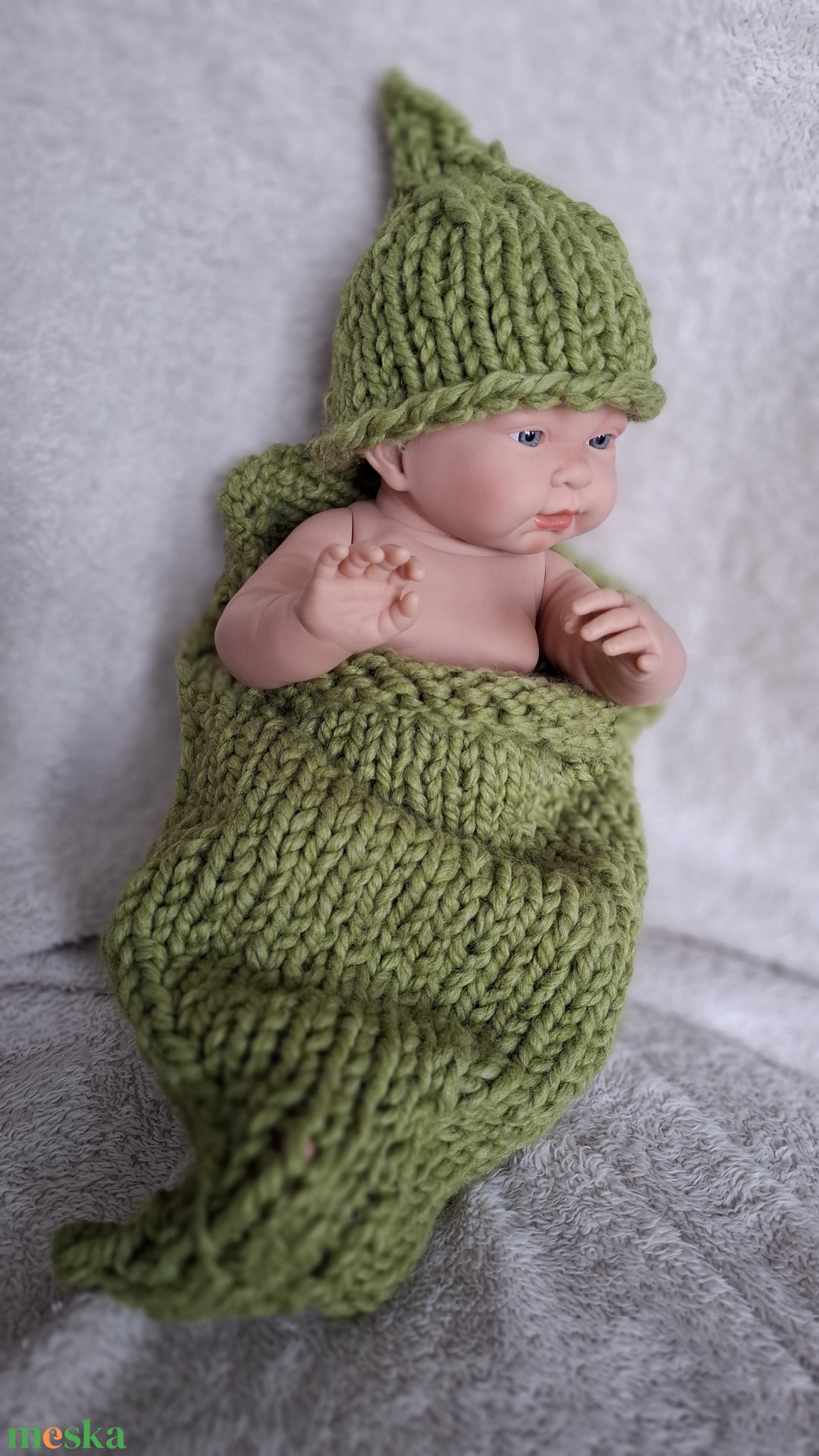 Kötött szett babafotózáshoz - baba - mama - babafotózás - szett újszülött fotózásra - Meska.hu