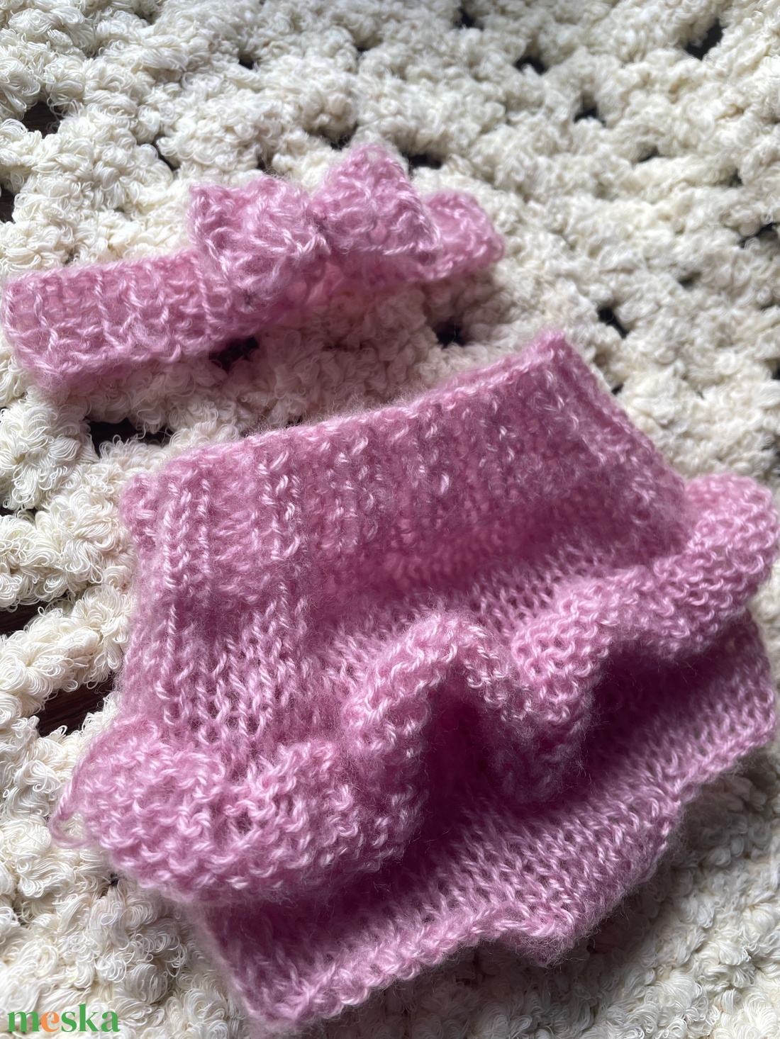 Kötött babaruha szett újszülöttfotózáshoz - baba - mama - babafotózás - szett újszülött fotózásra - Meska.hu