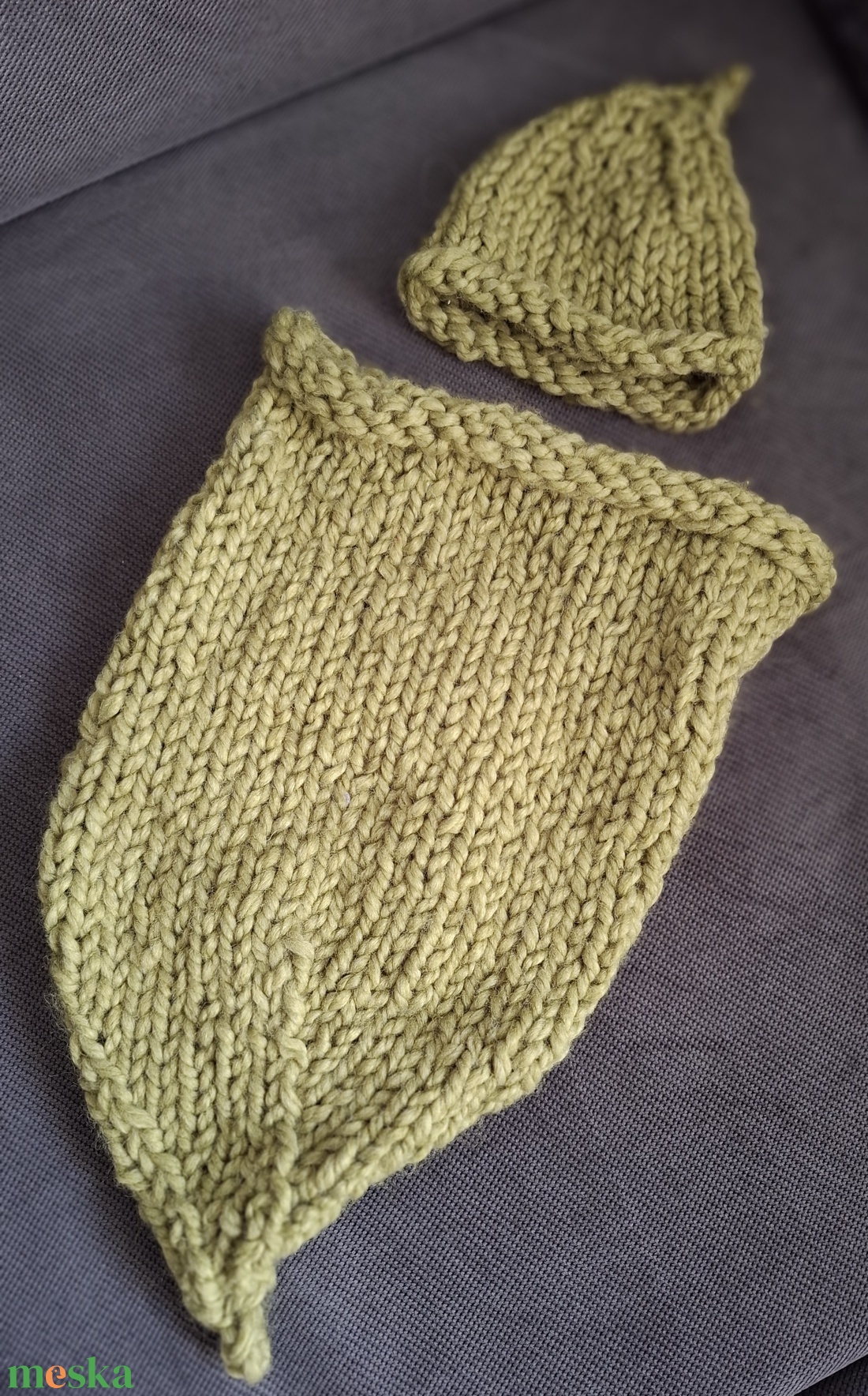 Kötött szett babafotózáshoz - baba - mama - babafotózás - szett újszülött fotózásra - Meska.hu