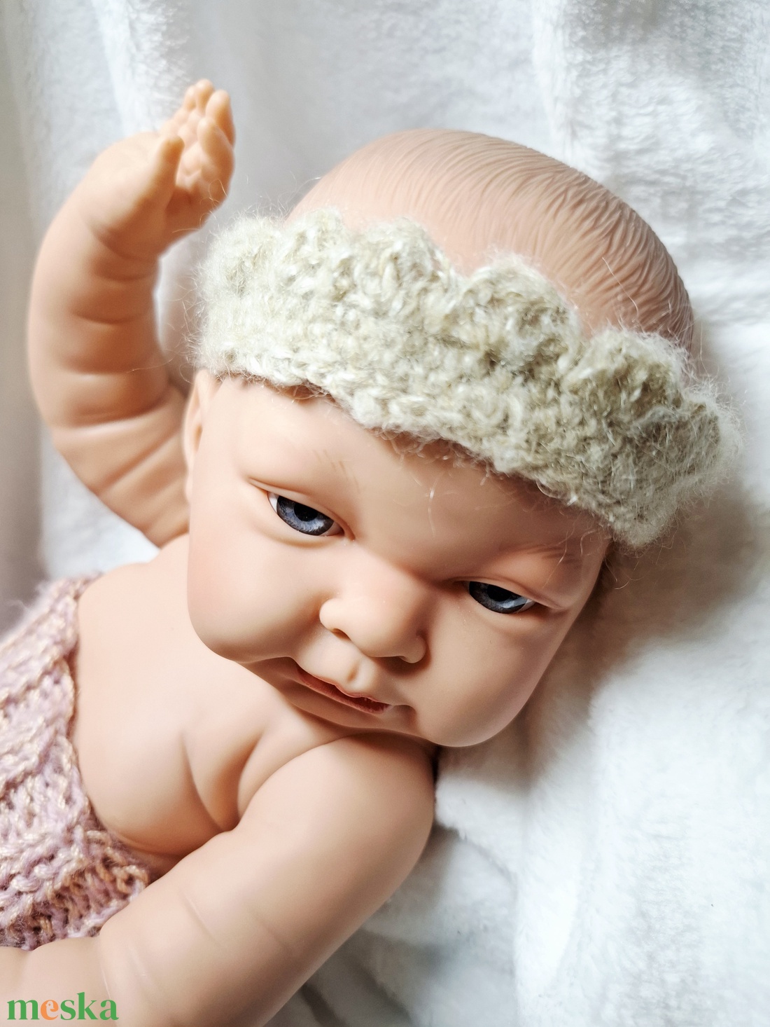 Horgolt fejpánt babafotózáshoz - baba - mama - babafotózás - babafotózási kellékek - Meska.hu