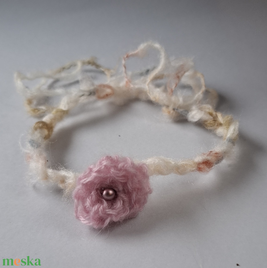 Horgolt fejpánt újszülöttnek - baba - mama - babafotózás - babafotózási kellékek - Meska.hu