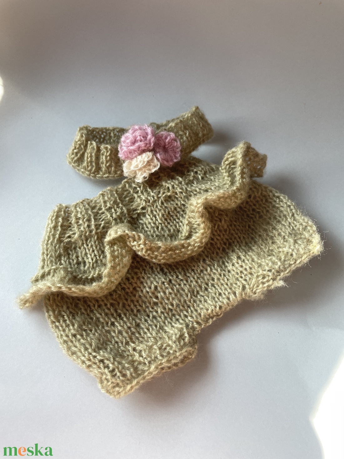 Kötött babaruha szett újszülöttfotózáshoz - baba - mama - babafotózás - szett újszülött fotózásra - Meska.hu