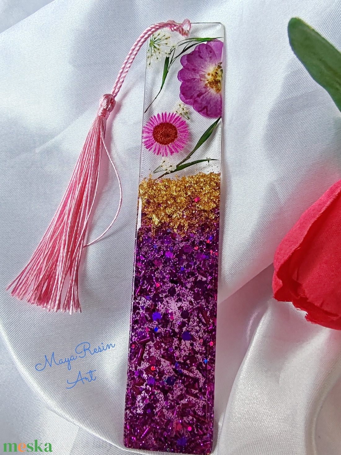 Lila csillámos könyvjelző - könyv & zene - könyvjelző - Meska.hu