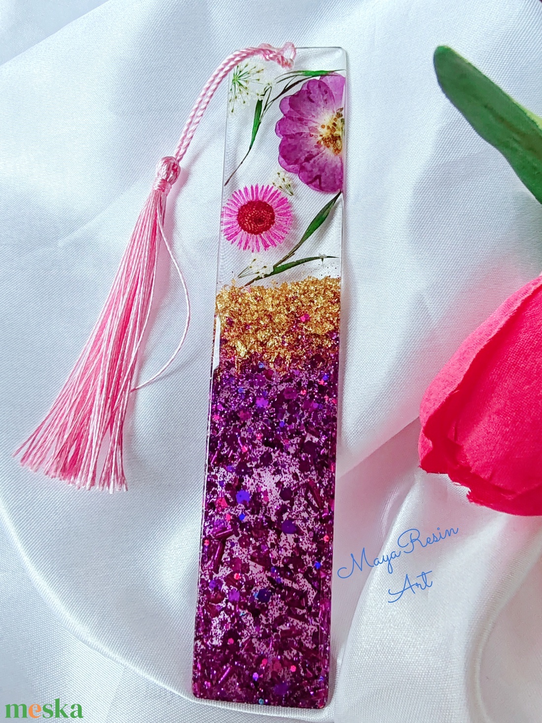 Lila csillámos könyvjelző - könyv & zene - könyvjelző - Meska.hu