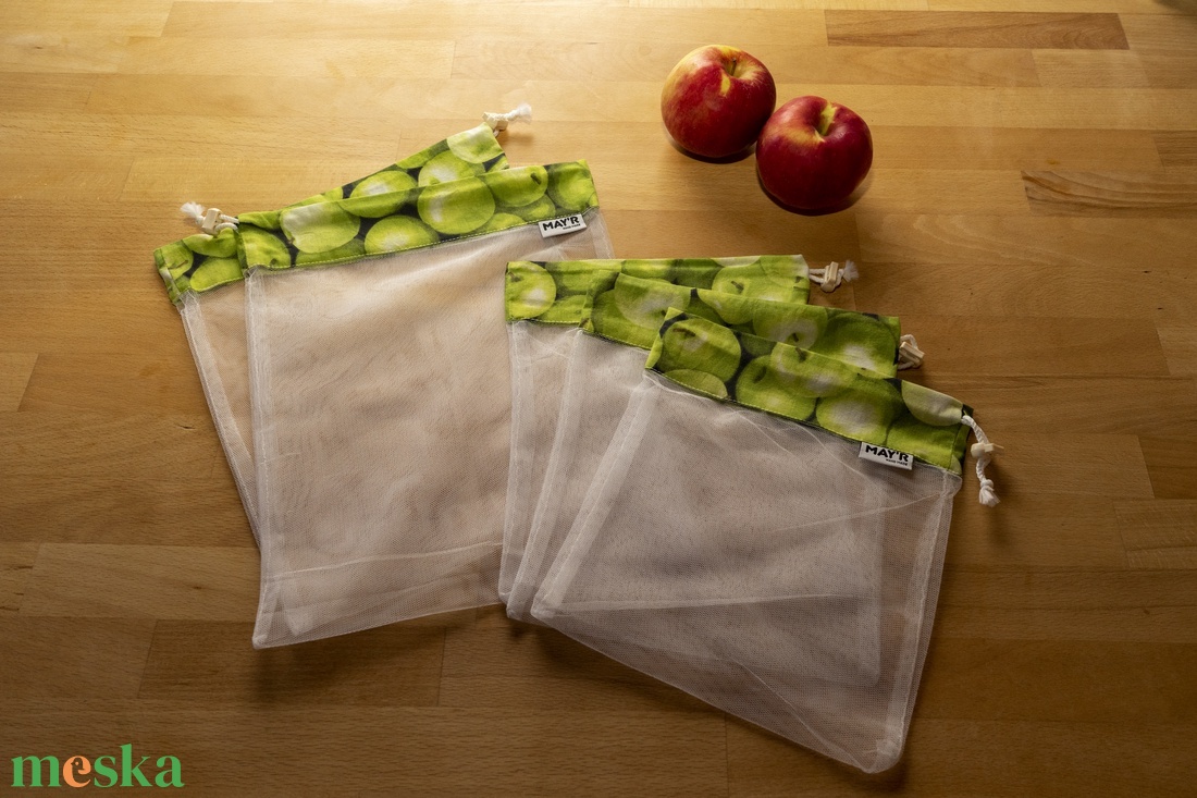 MAYR 5 db-os bevásárló ökozsák  szett almás - táska & tok - bevásárlás & shopper táska - zöldség/gyümölcs zsák - Meska.hu