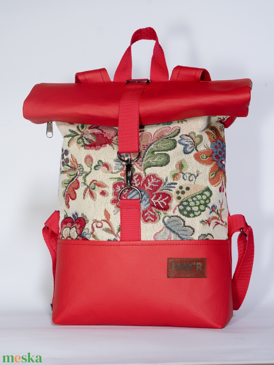 MAY'R L-es piros Roll Top city bag táska/hátitáska - táska & tok - hátizsák - roll top hátizsák - Meska.hu