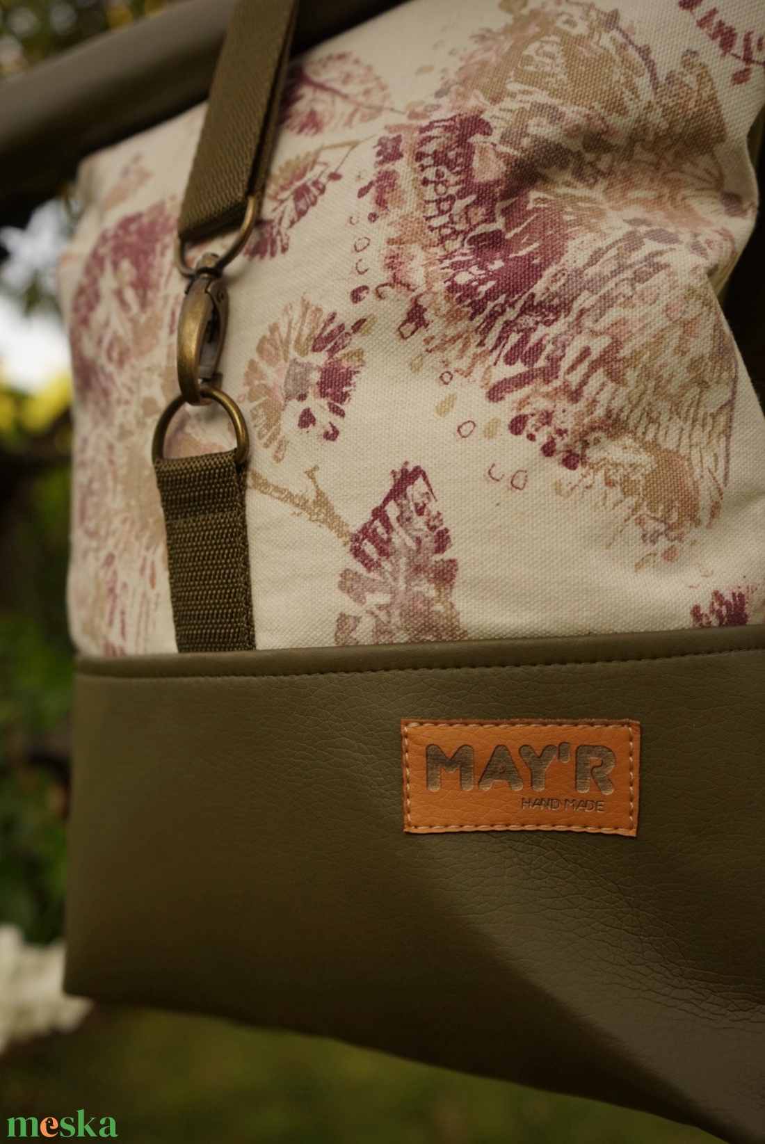 MAY'R méregzöld-mintás roll top táska - táska & tok - hátizsák - roll top hátizsák - Meska.hu