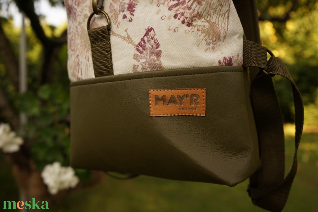 MAY'R méregzöld-mintás roll top táska - táska & tok - hátizsák - roll top hátizsák - Meska.hu