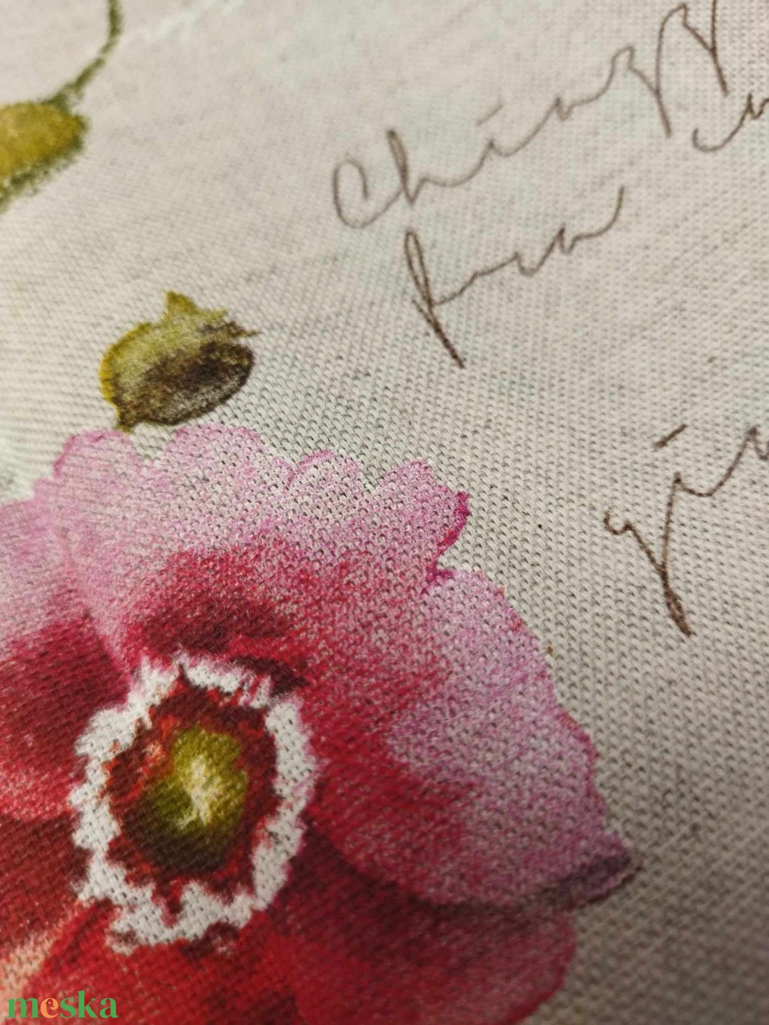 pipacs mintás vastag vászon+ natúr vászon - kellékek & szerszámok - méteráru - vászon - Meska.hu