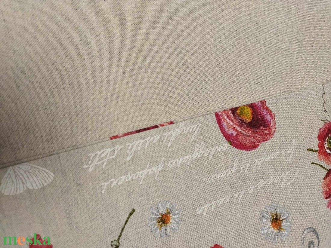 pipacs mintás vastag vászon+ natúr vászon - kellékek & szerszámok - méteráru - vászon - Meska.hu