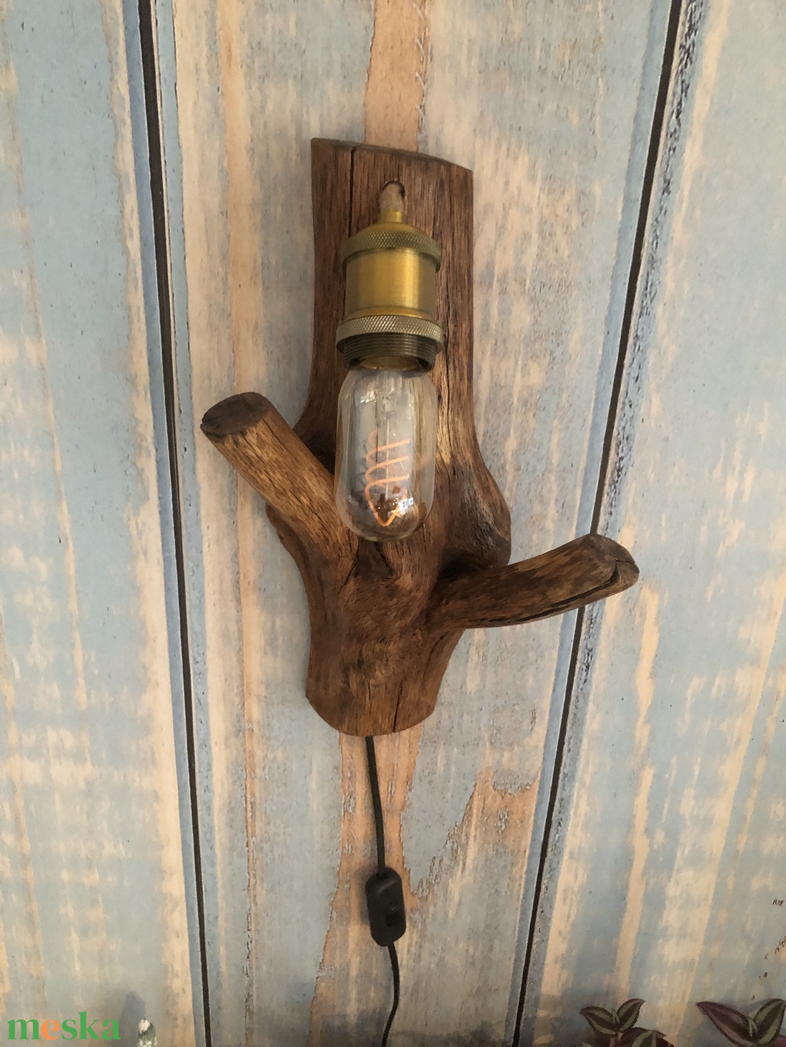 Rusztikus egyedi fa falilámpa - otthon & életmód - lámpa - hangulatlámpa - Meska.hu