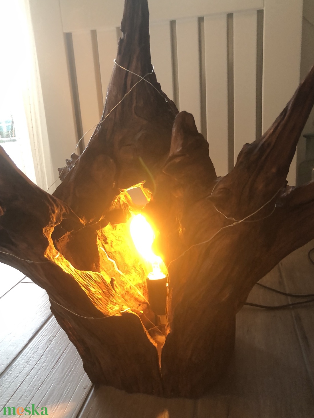 Rusztikus egyedi fa hangulatlámpa - otthon & életmód - lámpa - hangulatlámpa - Meska.hu