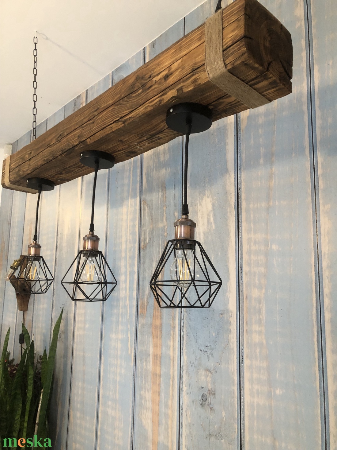 Rusztikus egyedi fa mennyezeti lámpa, csillár - otthon & életmód - lámpa - hangulatlámpa - Meska.hu